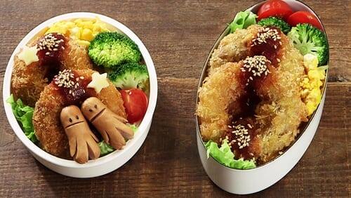 Tori-suki Okowa Bento & Meat-wrapped Onion Rings