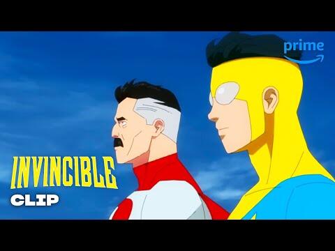 Invincible and Omni-Man Go Flying Scene