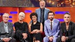 Jamie Lee Curtis, Eric Idle, David Tennant, Lydia West, Robbie Williams