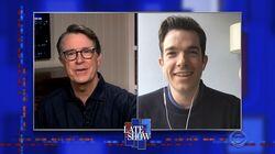 Stephen Colbert from home, with John Mulaney, John Fogerty