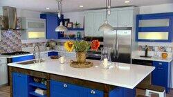 Gigantic Blue Island Kitchen