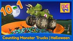 Counting Monster Trucks - Halloween Edition - Learn to Count Backwards from 10-1 for Kids